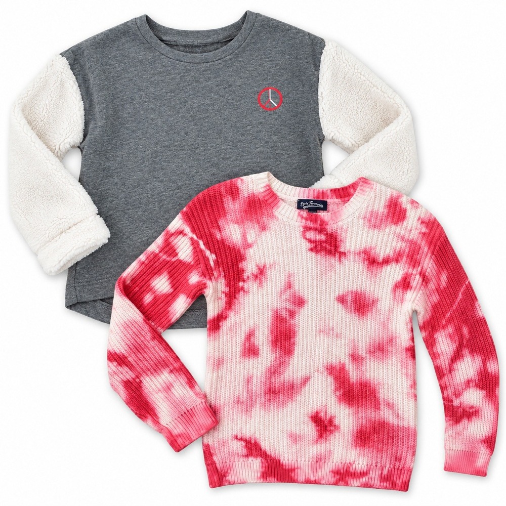Harper Canyon Freshman Sweater Bundle Girls Large NWT Gray Pink 2 Pc